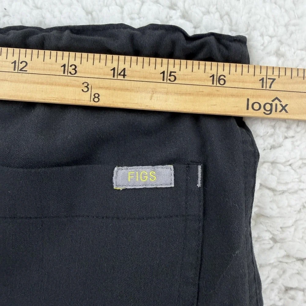 FIGS Scrub Pants Mens XS Black Cargo Elastic Waist Drawstring‎ Pockets Medical